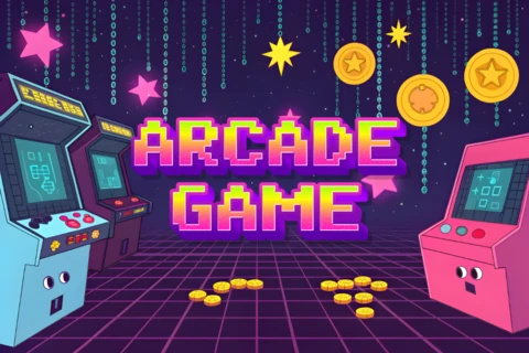 Modèle de conception de jeu d'arcade rétro pour affiches de jeux vidéo