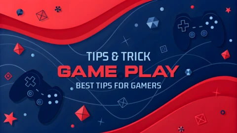 Plantilla de consejos de juegos con diseño de controlador para jugadores.