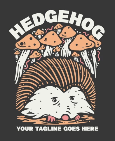 Hedgehog Vintage T-shirt Design Template
