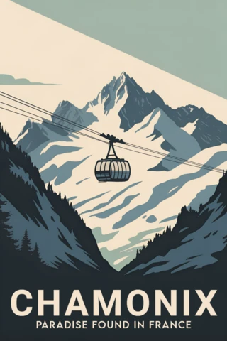 Template de design de teleférico vintage para cartazes de viagem