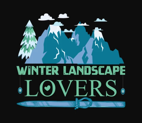 Plantilla de diseño de camiseta para amantes del paisaje invernal