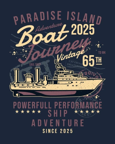 Boat Journey Vintage T-shirt Design Template