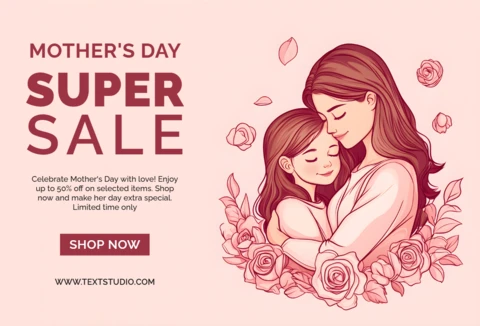 Mother's Day Super Sale Design Template - Elegant Floral Illustration