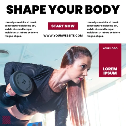 Vorm je lichaam fitness promotionele social media post ontwerp sjabloon