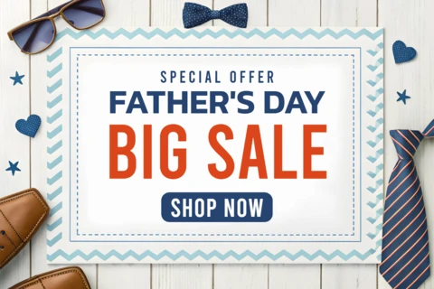 Editable Father's Day Sale Design Template with Stylish Graphics
