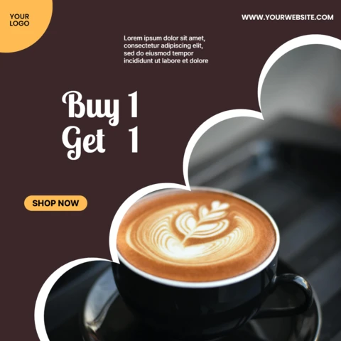 Compre 1 e leve 1 modelo de design de postagem do Instagram para promoção de café