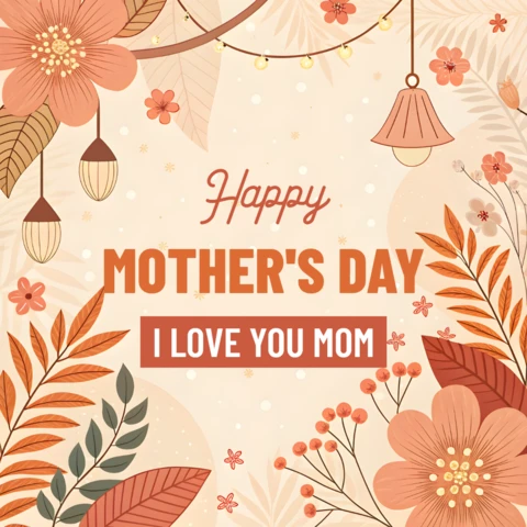 Floral Mother's Day Greeting Card Template Design for Editable Celebrations