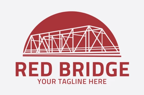 Red Bridge Logo Design Template