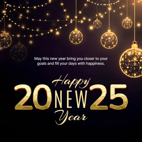 Happy New Year 2025 Festive Hanging Lights Design Template