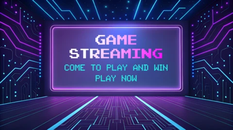 Template de miniatura de design de placa de circuito impresso neon para streamers do Twitch