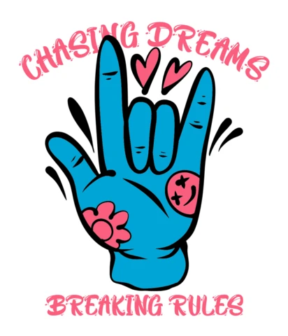 Chasing Dreams Rock Hand Design Template for T-Shirt Printing