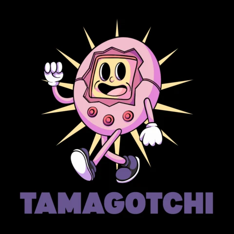 Tamagotchi Nostalgia Cute Digital Pet Character Bringing Back 90s Memories T-Shirt Design Template