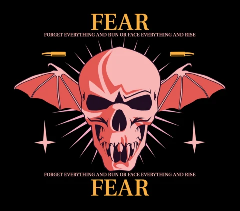 Skull and Bat Graphic Design Template for Apparel and Merchandise