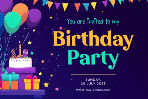 Colorful Balloon Birthday Party Invitation Card Template