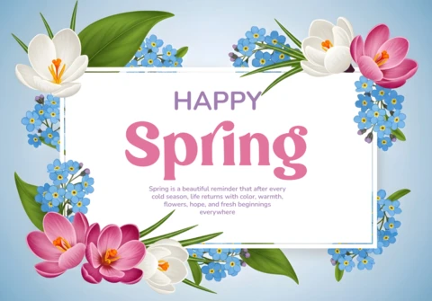 Modelo de design floral de primavera para cartões de saudação