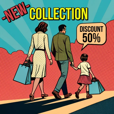 Retro Pop Art Design Template for Shopping Promotion Flyer