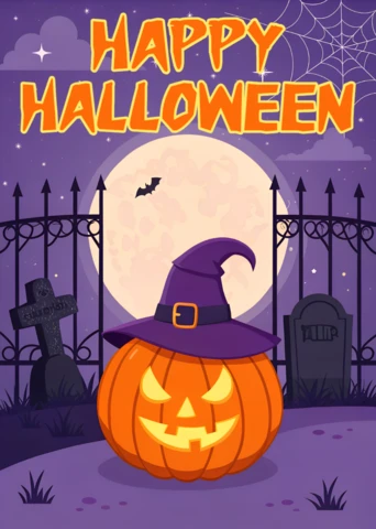 Happy Halloween Pumpkin Design Template for Festive Greeting Cards