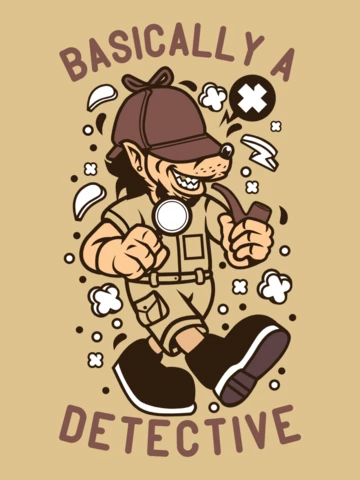 Básicamente, una plantilla de diseño de camiseta de dibujos animados de detective lobo