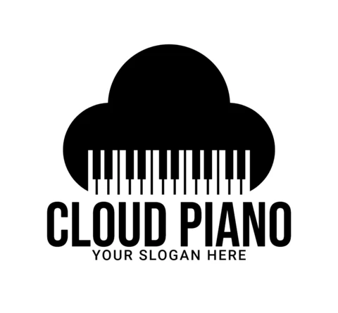 Cloud Piano Logo Design Template