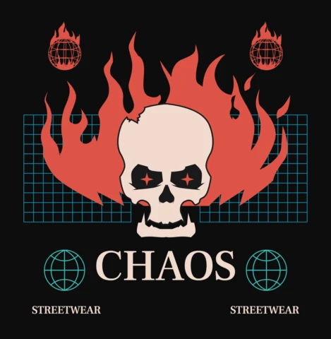 Szablon projektu czaszki chaosu dla odzieży streetwearowej