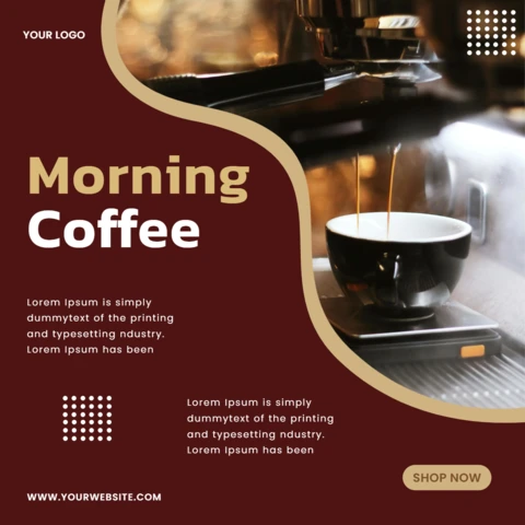 Plantilla de diseño para publicación en redes sociales sobre café matutino