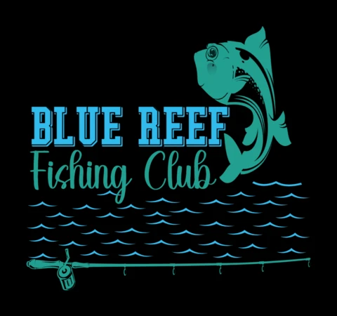 Blue Reef Fishing Club T-Shirt Design Template