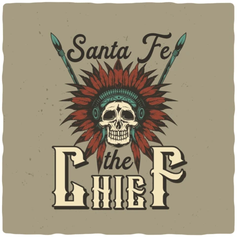 Skull of The Cherokee Chief Vintage T-shirt Design Template