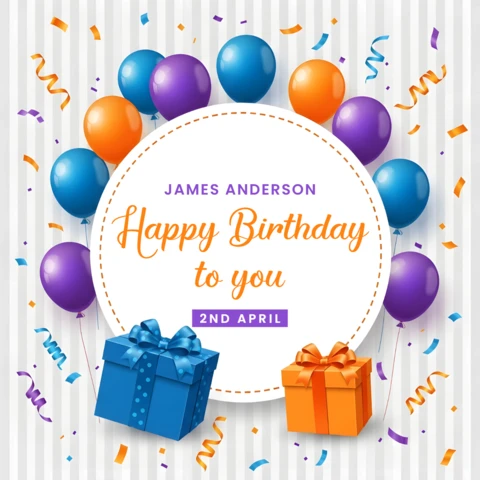 Colorful Birthday Party Design Template with Balloons and Gift Boxes for Celebration Invitations