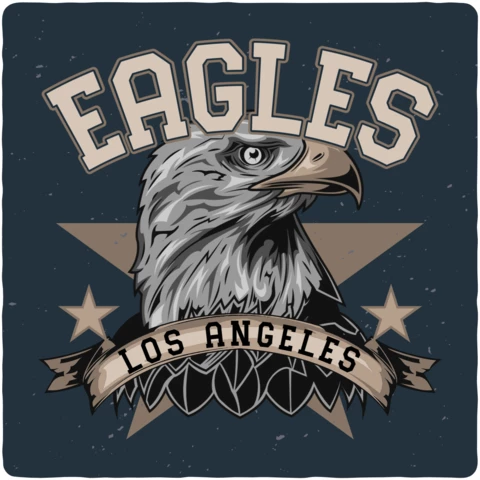 Vintage eagle head los angeles poster design template