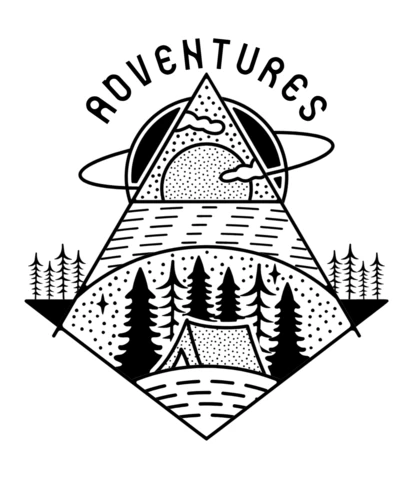Géométrie sacrée : silhouette d'aventuriers - modèle de badge