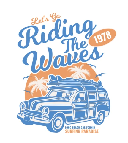 Modèle de t-shirt "Let's go riding the waves" (allons sur les vagues)