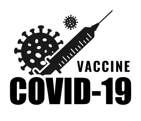 Szablon logo szczepionki na Covid-19 w kolorze czarnym
