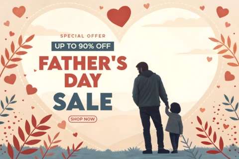 Heartfelt Father's Day Sale Template - Vintage Floral Design