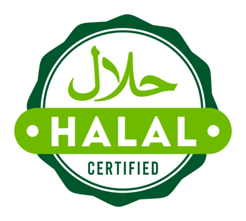 Halal-zertifizierte lebensmittel logo entwurfsvorlage