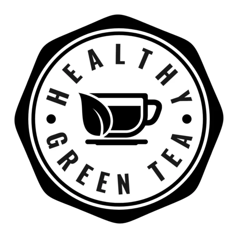 Modèle de logo pour le thé vert sain noir