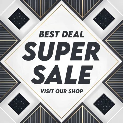 Modern Sale Announcement Template with Black and White Geometric Design for Advertisement