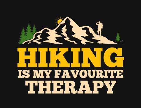 Hiking Is My Favourite Therapy T-Shirt Design Template