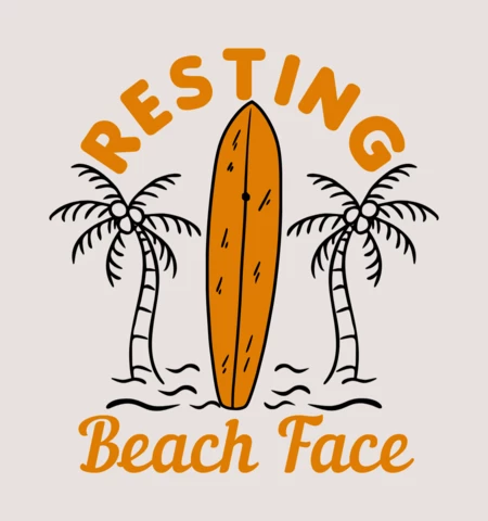 Surfing Board Vintage T-shirt Design Template