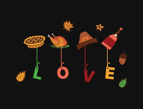 Modelo de design de camiseta de ação de graças com amor