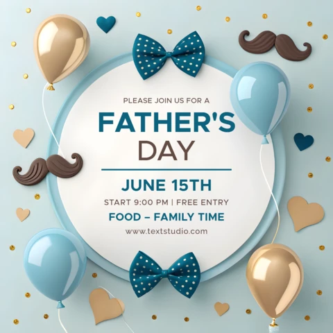Playful Father's Day Celebration Template with Balloons and Bows Design