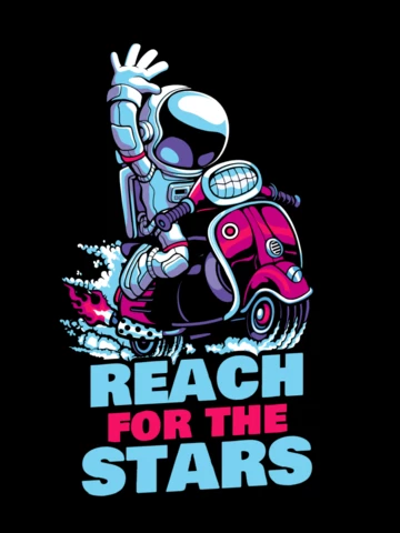 Reach For The Stars With Astronaut T-shirt Design Template