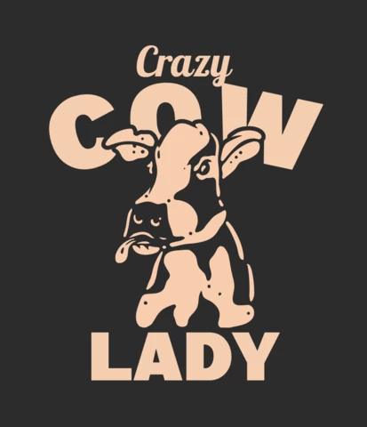 La loca vaca con vaca saca la plantilla de diseño de camiseta con lengüeta