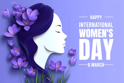 International Women's Day Celebration Template Design with Floral Elements