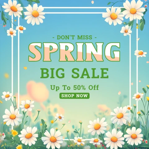 Spring Floral Sale Design Template - Editable Spring Promotion with Daisies