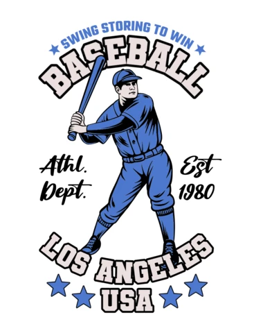 Swing Strong to Win Los Angeles Baseball Legacy T-Shirt Design Template