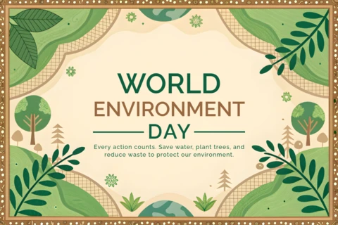 Template de design do dia mundial do meio ambiente ecológico com arte inspirada na natureza.