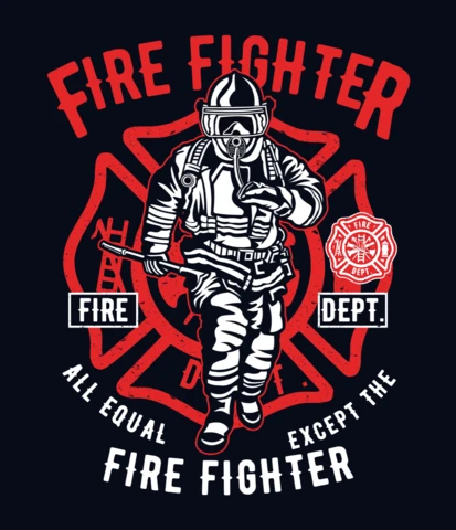 Fire Fighter T-Shirt Design Template