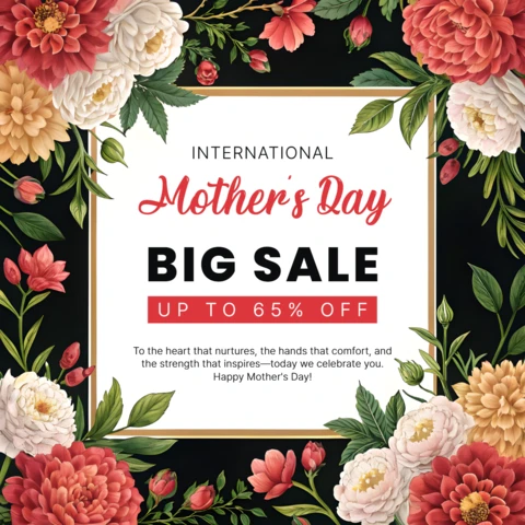 Elegant Floral Design Template for Mother's Day Sale – Up to 65% Off