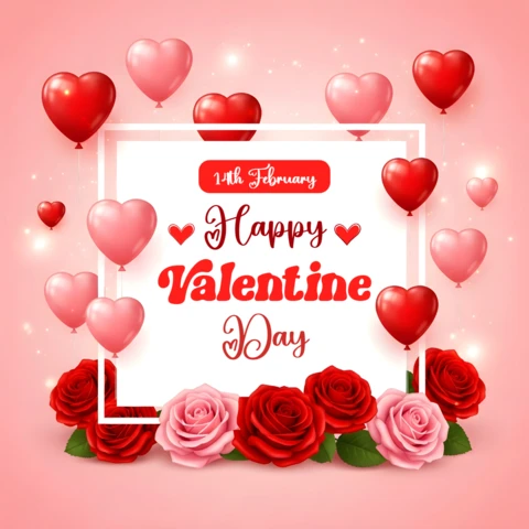 Plantilla de diseño para el Día de San Valentín con corazones y rosas para tarjetas de felicitación.