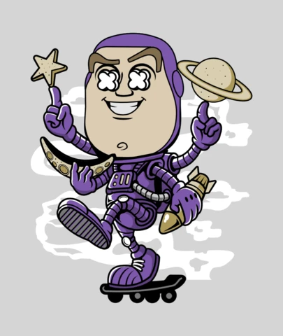 Buzz skateboard popcultuur t-shirt ontwerpsjabloon